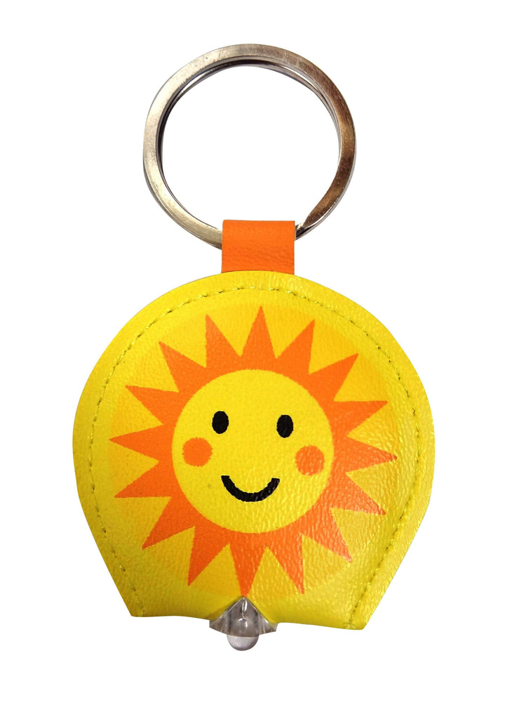 Curios Gifts Keyring Slogans Keylight - Keyring with Built-in LED Torch - Smiley Sun