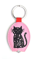 Curios Gifts Keyring Slogans Keylight - Keyring with Built-in LED Torch - Woodcut Cat