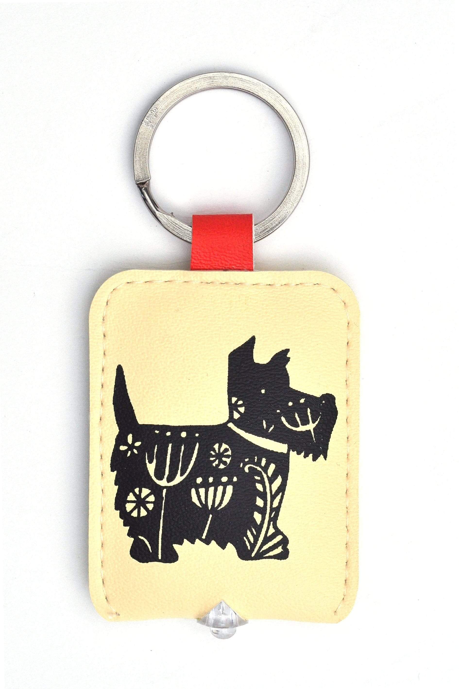 Curios Gifts Keyring Slogans Keylight - Keyring with Built-in LED Torch - Woodcut Dog