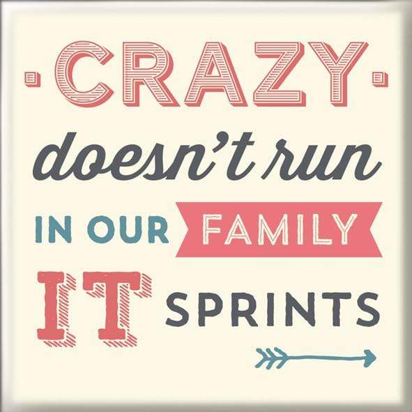 Curios Gifts Magnet Heartwarmers Magnet - Crazy Doesn't Run In Our Family It Sprints