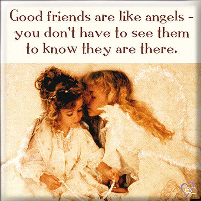 Curios Gifts Magnet Heartwarmers Magnet - Good Friends Are Like Angels... You Don't Have To See Them
