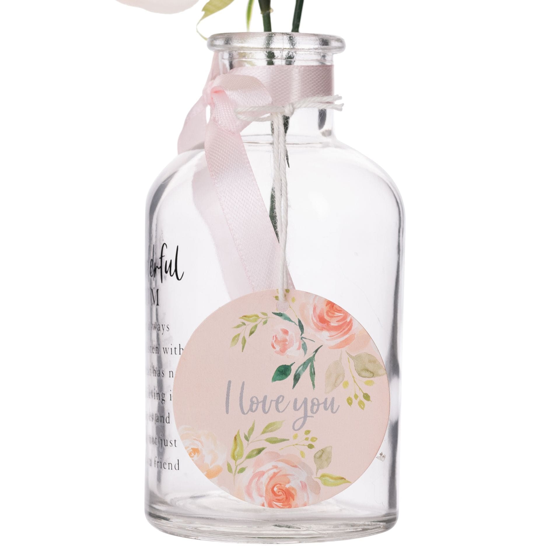 Curios Gifts Peaches & Cream Flower in Glass Jar - Mum / Grandma / Nan