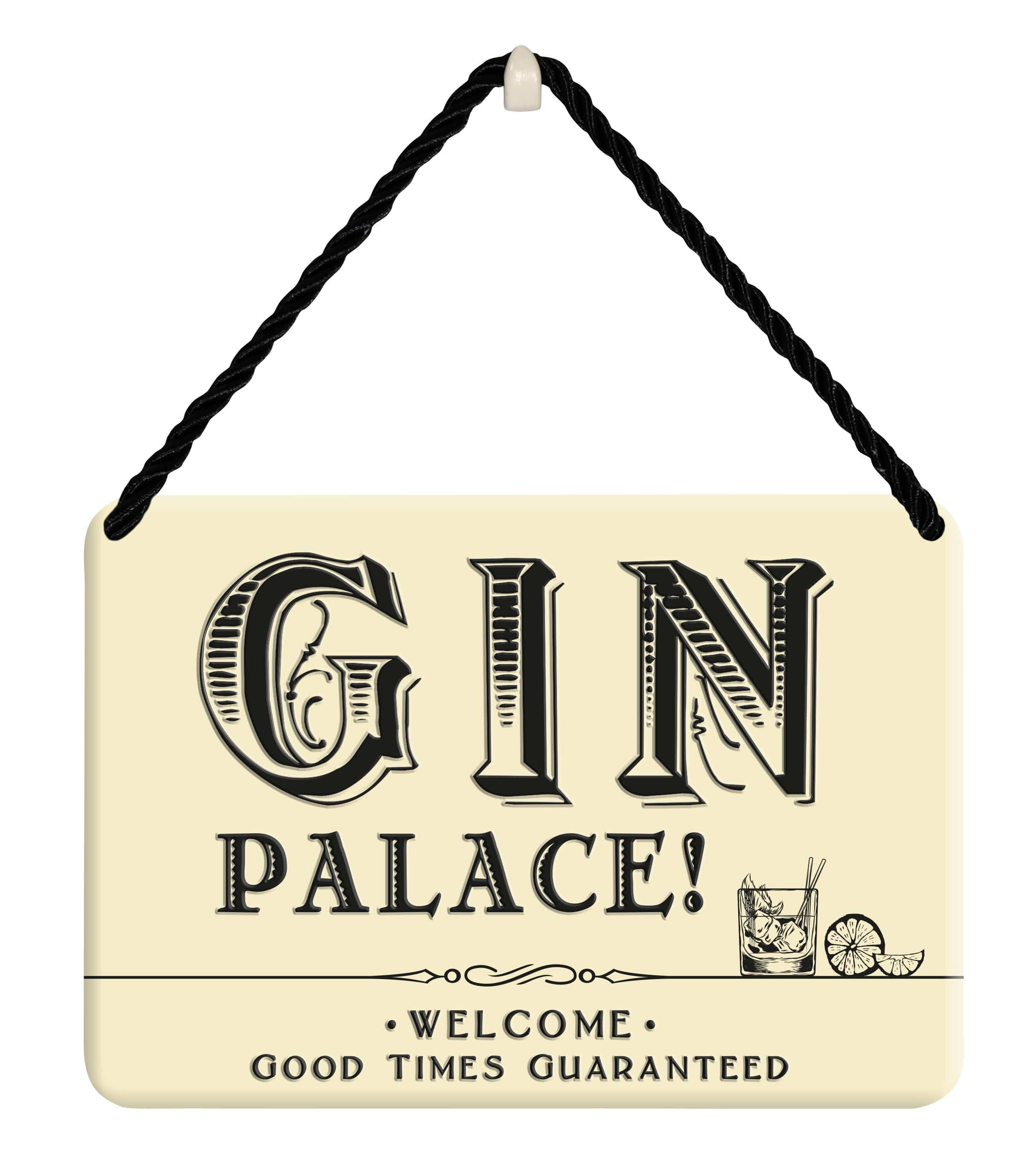 Curios Gifts Plaque Heartwarmers Hang-Ups Plaque - Gin Palace! Welcome Good Times Guaranteed