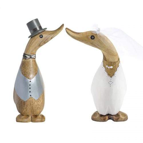 DCUK Wooden Duck DCUK Wedding Gift Ducklings - Grey Top Hat and Coat