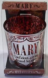 History & Heraldry Other Personalised Metallic Candle Pot Votive / Tealight Holder - Mary