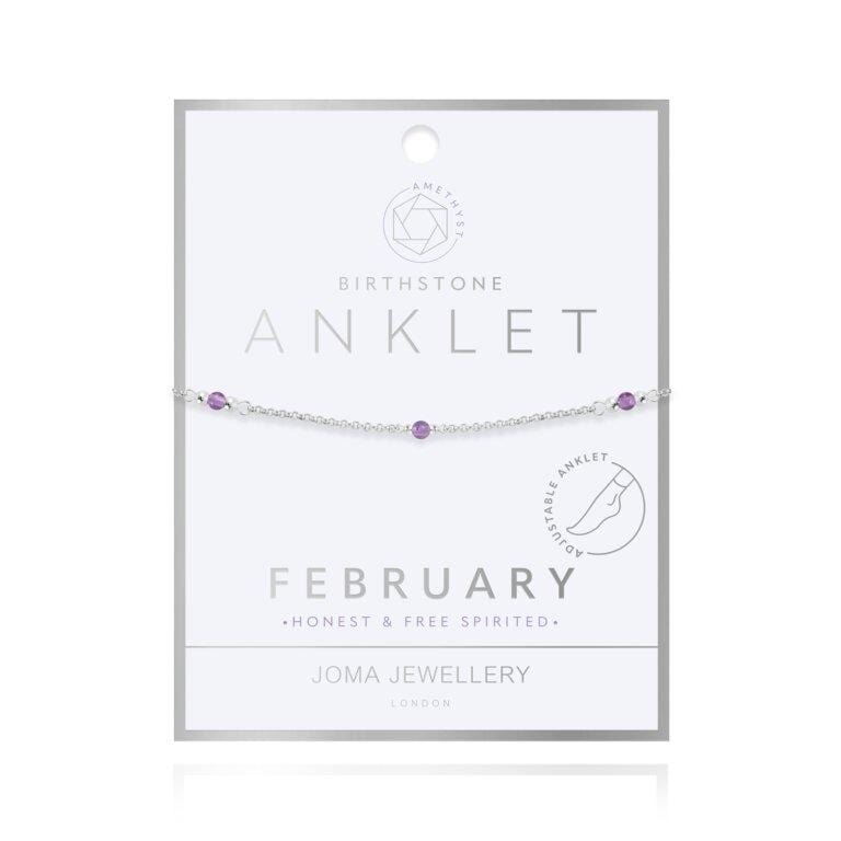 Joma Jewellery Anklet Joma Jewellery Anklet - Birthstone - February - Honest & Free Spirited