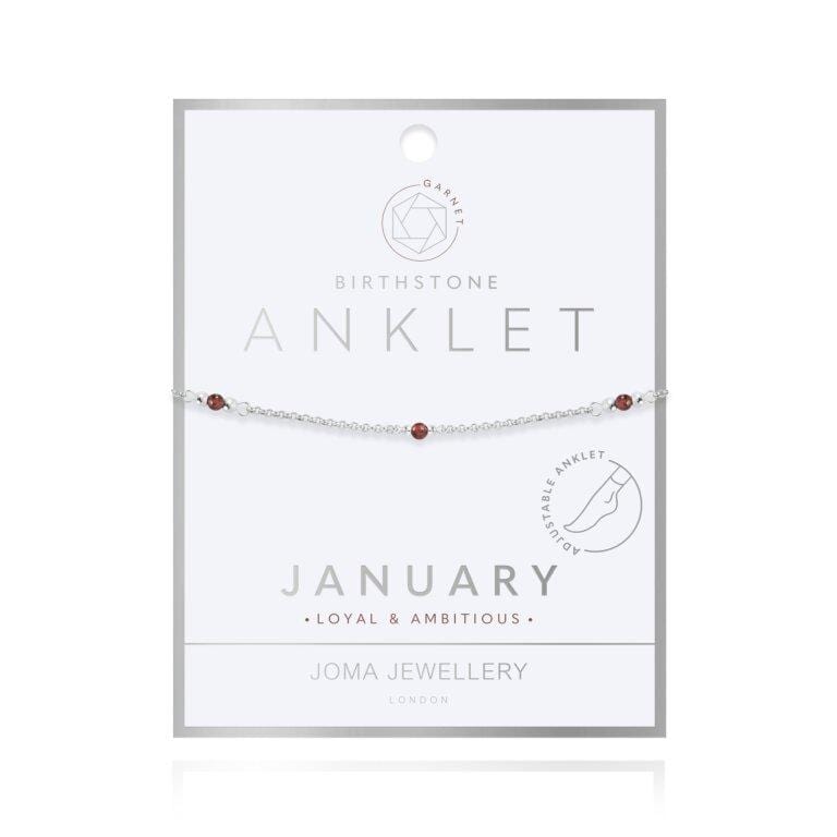 Joma Jewellery Anklet oma Jewellery Anklet - Birthstone - January - Loyal & Ambitious