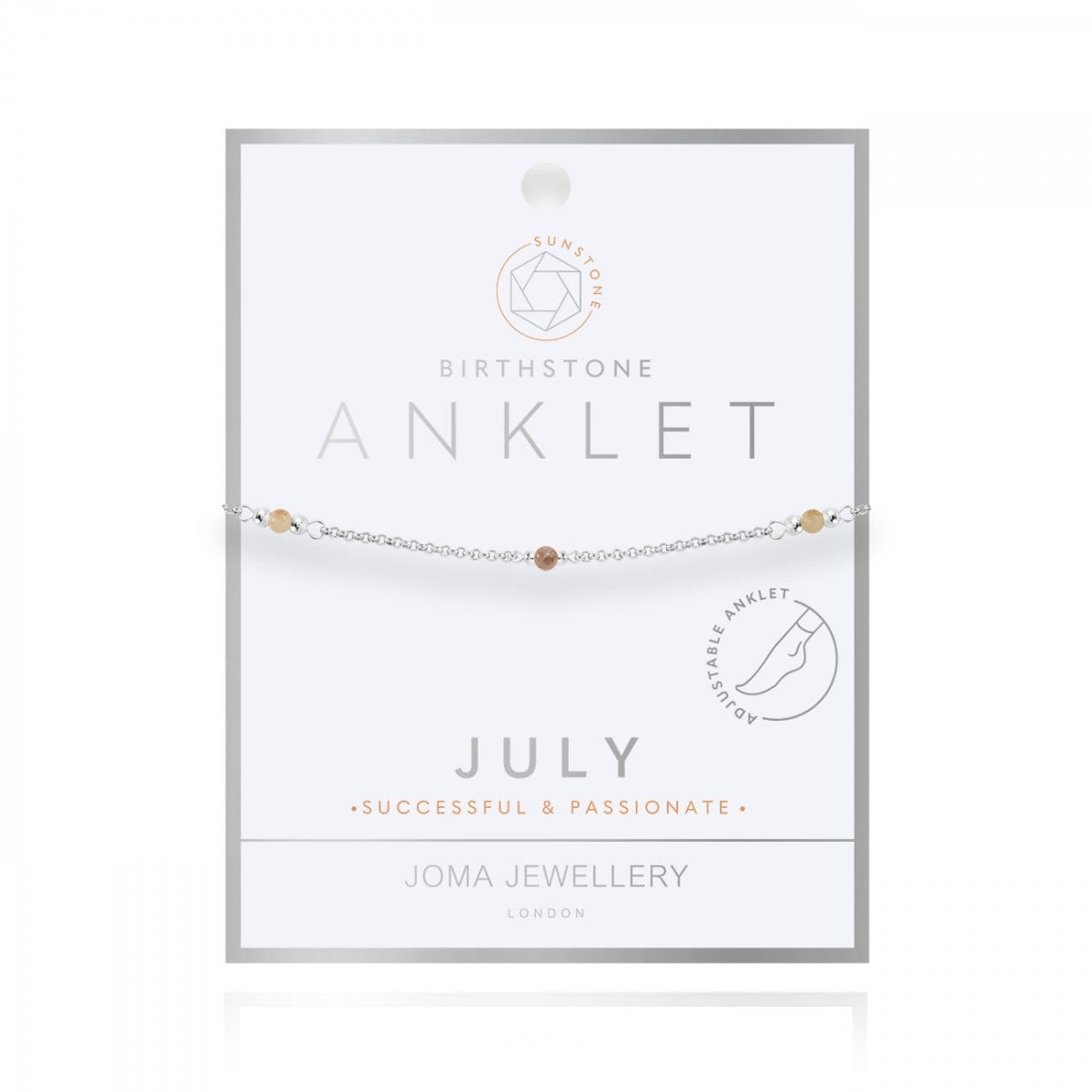 Joma Jewellery Anklet Joma Jewellery Anklet - Birthstone - July - Sunstone