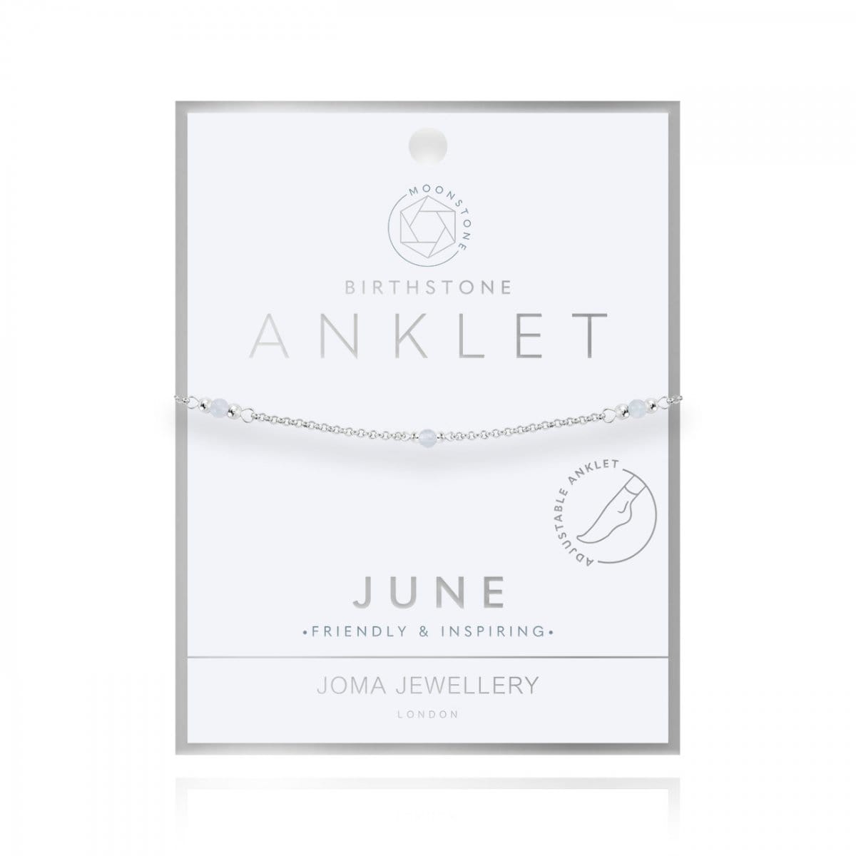 Joma Jewellery Anklet Joma Jewellery Anklet - Birthstone - June - Moonstone