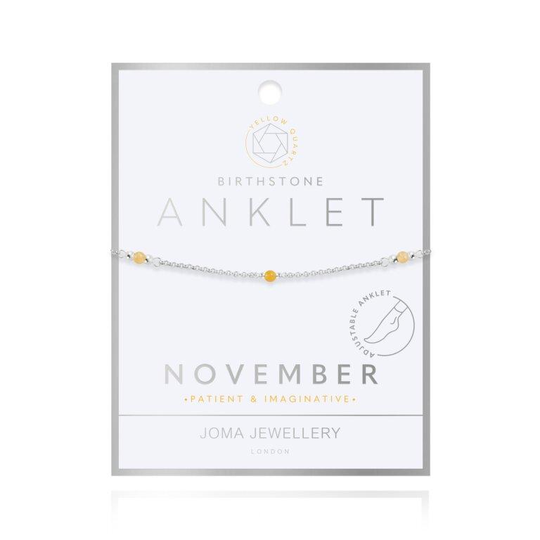 Joma Jewellery Anklet Joma Jewellery Anklet - Birthstone - November - Patient & Imaginative