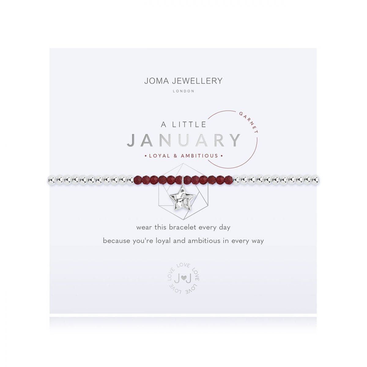 Joma Jewellery Bracelet Joma Jewellery Bracelet - A Little Birthstone - January - Garnet