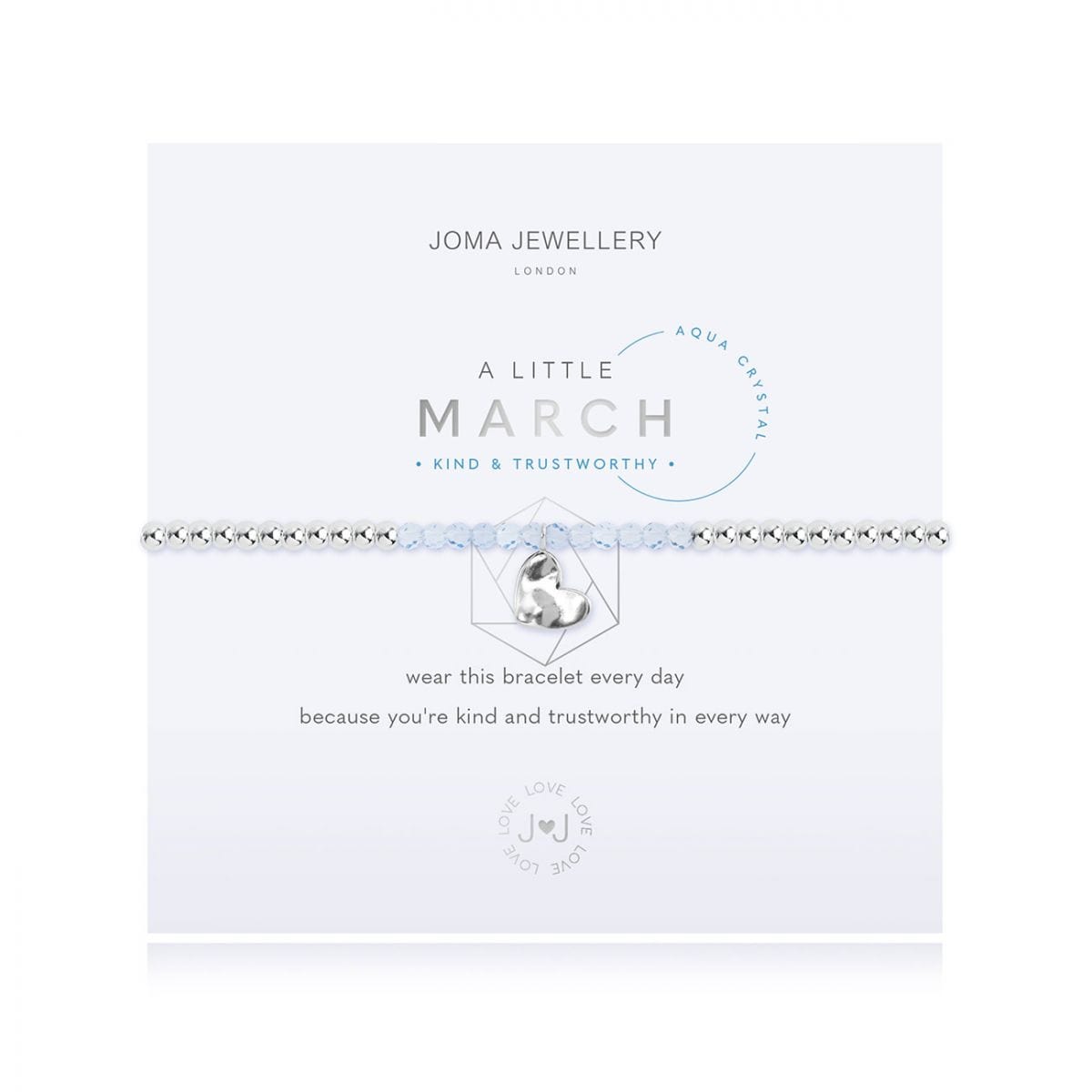 Joma Jewellery Bracelet Joma Jewellery Bracelet - A Little Birthstone - March - Aqua Crystal