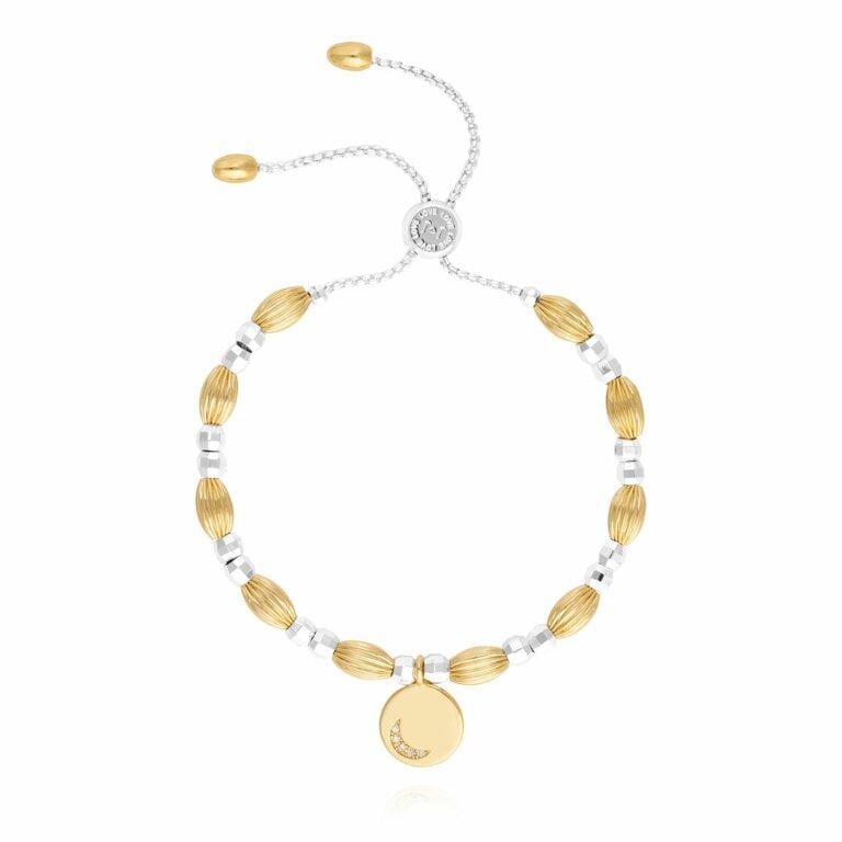Joma Jewellery Bracelet Joma Jewellery Bracelet Bar - Moon Disc Silver and Gold