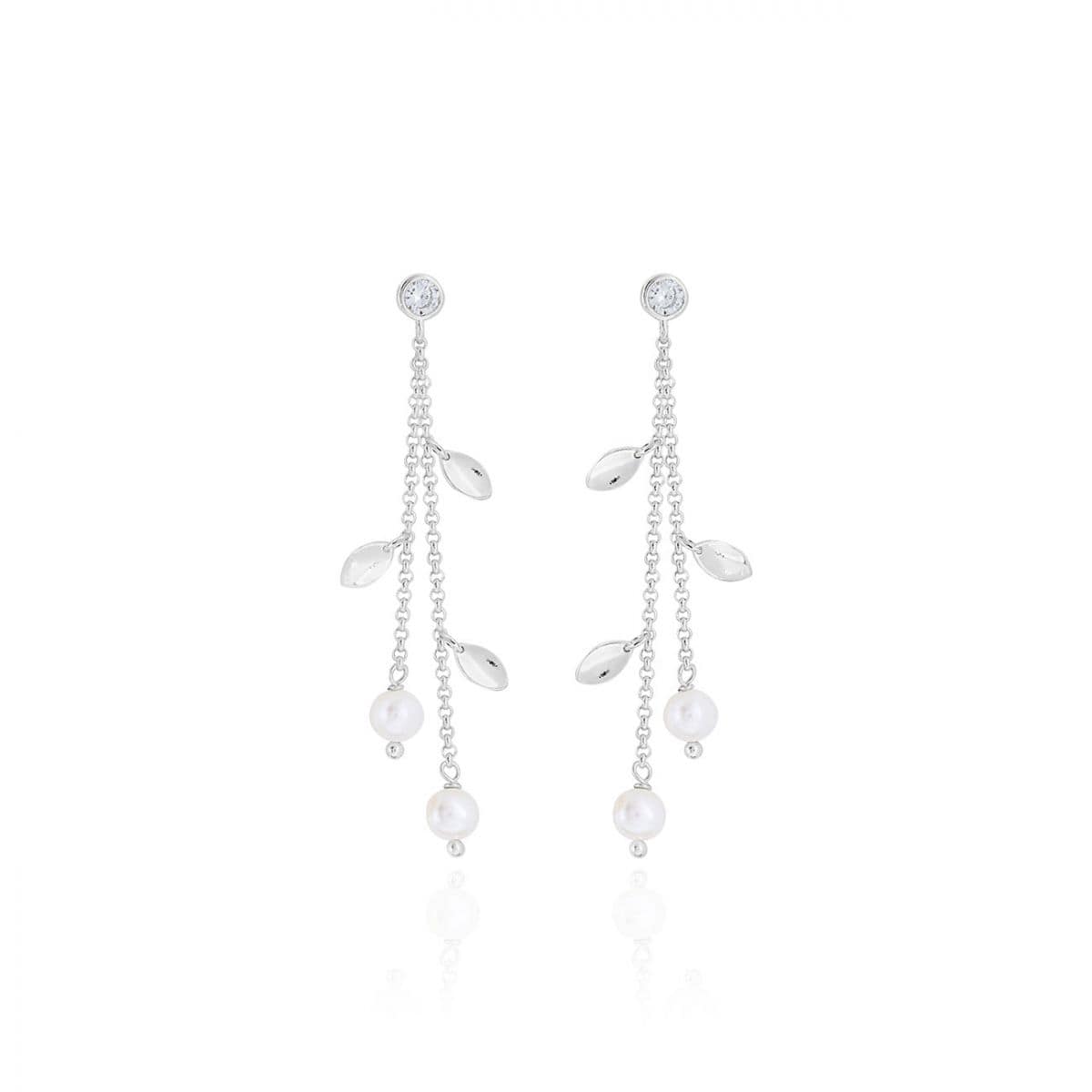 Joma Jewellery Earrings Joma Jewellery Happily Ever After Bridal Boxed Earrings - Pearl C/Z Leaf
