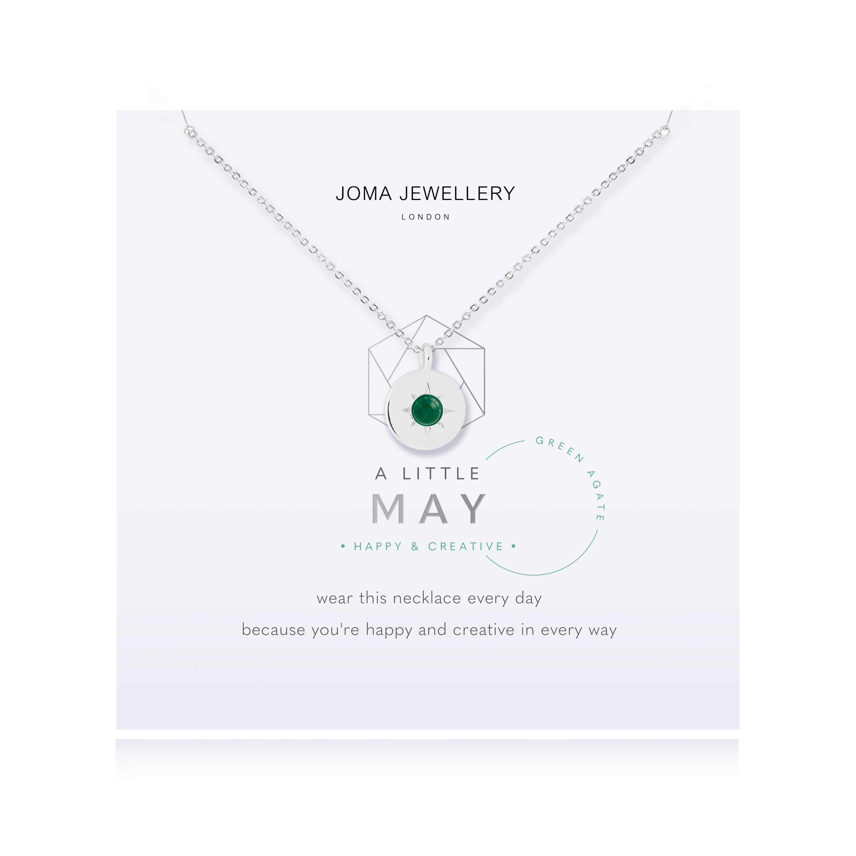 Joma Jewellery Necklace Joma Jewellery Necklace - Birthstone - May - Green Agate