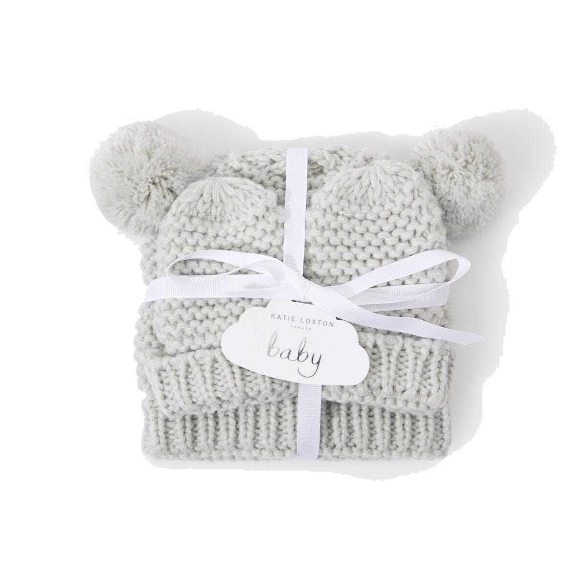 Katie Loxton Baby Gifts Katie Loxton Knitted Baby Hat & Mittens Set - Grey (0-6 Months)