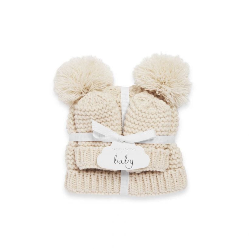 Katie Loxton Baby Hat & Mittens Katie Loxton 0-6 Months Baby Hat & Mittens Set - Cream