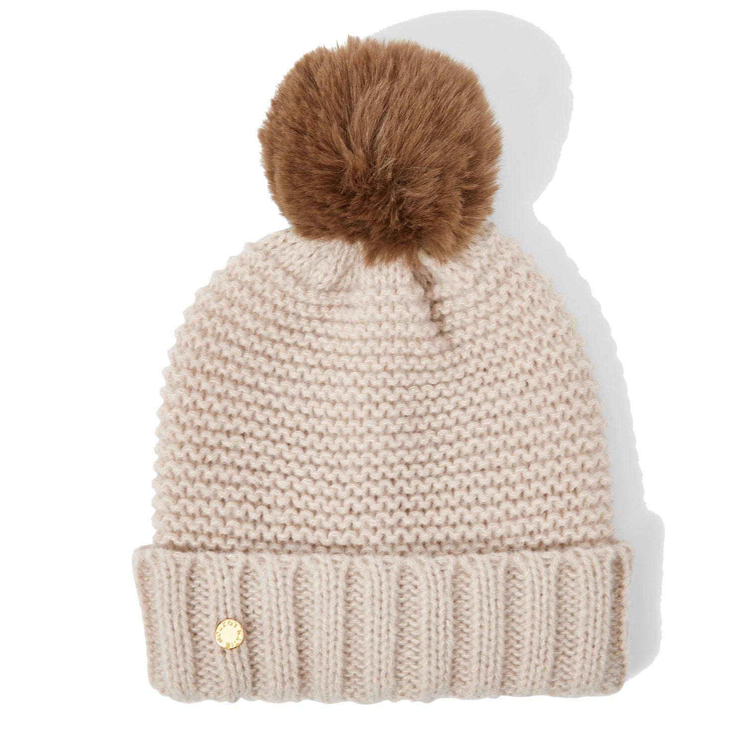 Katie Loxton Bobble Hat Katie Loxton Chunky Knitted Bobble Hat - Light Taupe