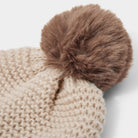 Katie Loxton Bobble Hat Katie Loxton Chunky Knitted Bobble Hat - Light Taupe