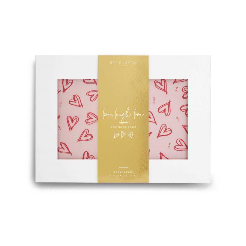 Katie Loxton Gift Boxed Scarf Katie Loxton Boxed Sentiment Scarf - Live Laugh Love - Blush Pink / Red
