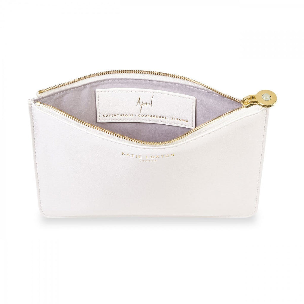 Katie Loxton Perfect Pouch Katie Loxton Birthstone Perfect Pouch - April Rock Crystal - White