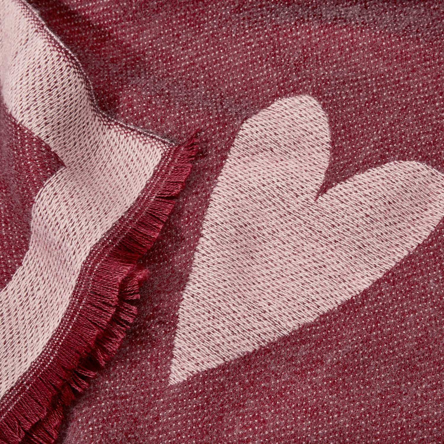 Katie Loxton Scarf Katie Loxton Blanket Scarf - Heart Print - Burgundy & Dark Pink