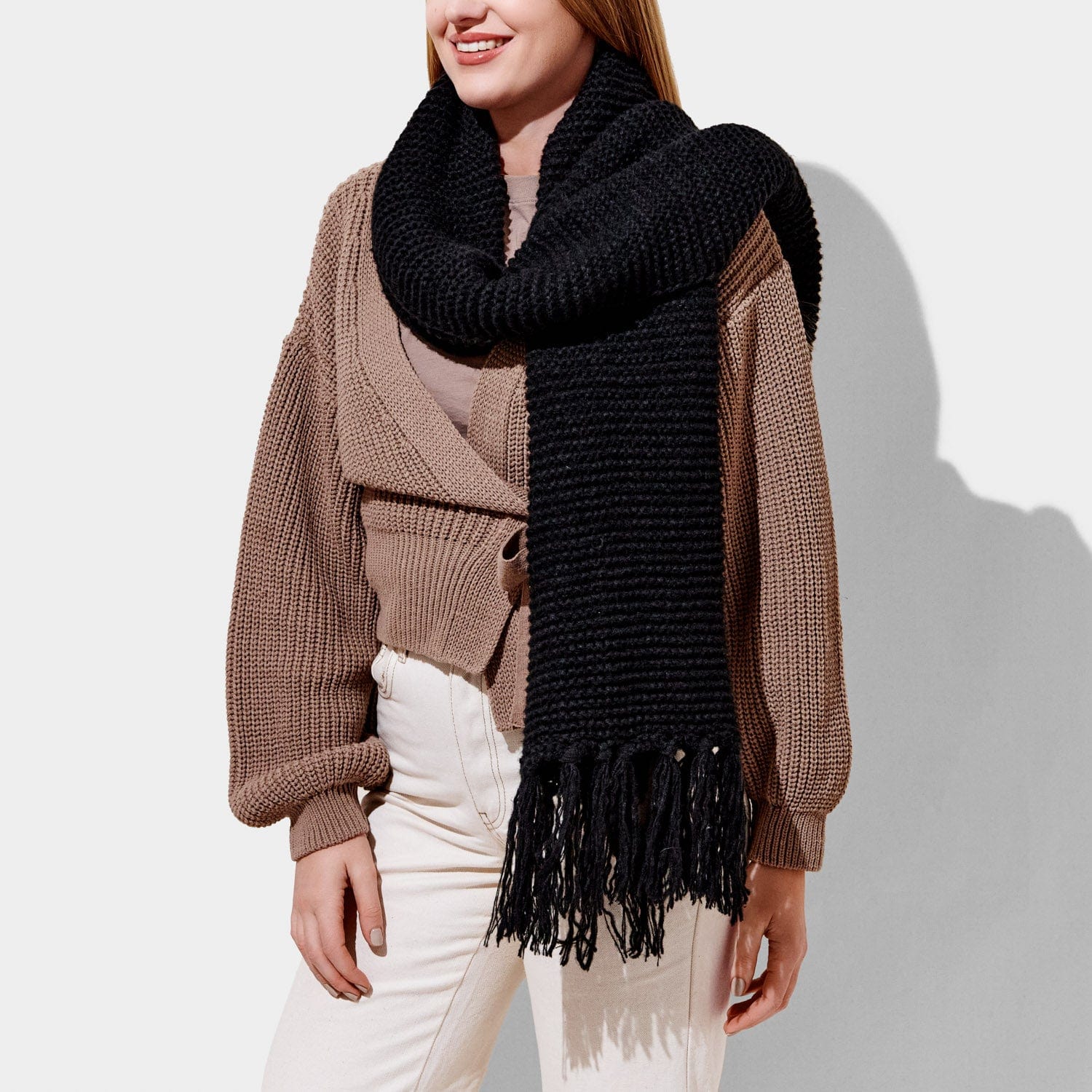 Katie Loxton Scarf Katie Loxton Chunky Knitted Scarf - Black