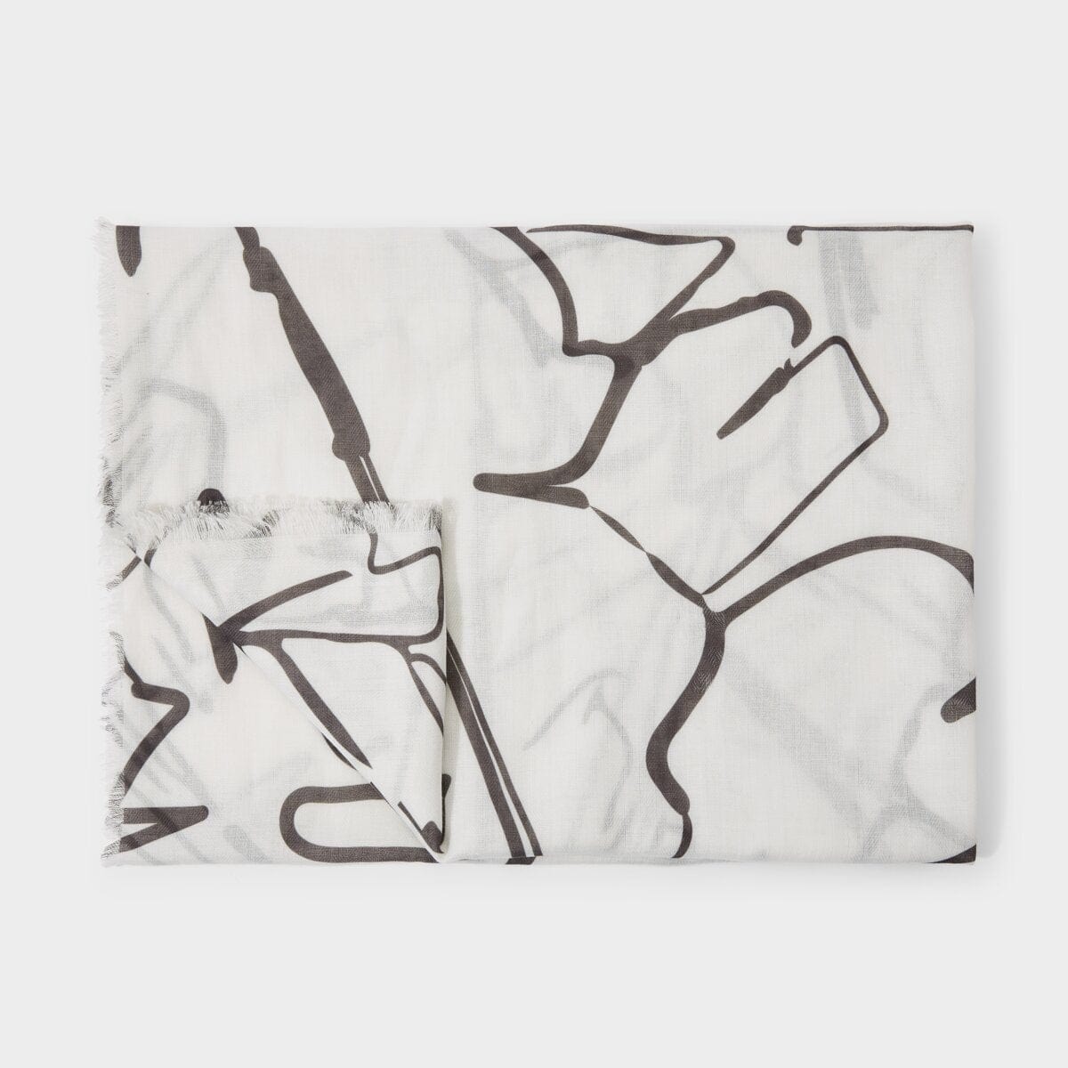 Katie Loxton Scarf Katie Loxton Scarf - Abstract Palm Leaf Print - White and Charcoal