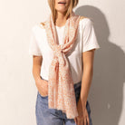 Katie Loxton Scarf Katie Loxton Scarf - Small Leopard Print - White and Peach