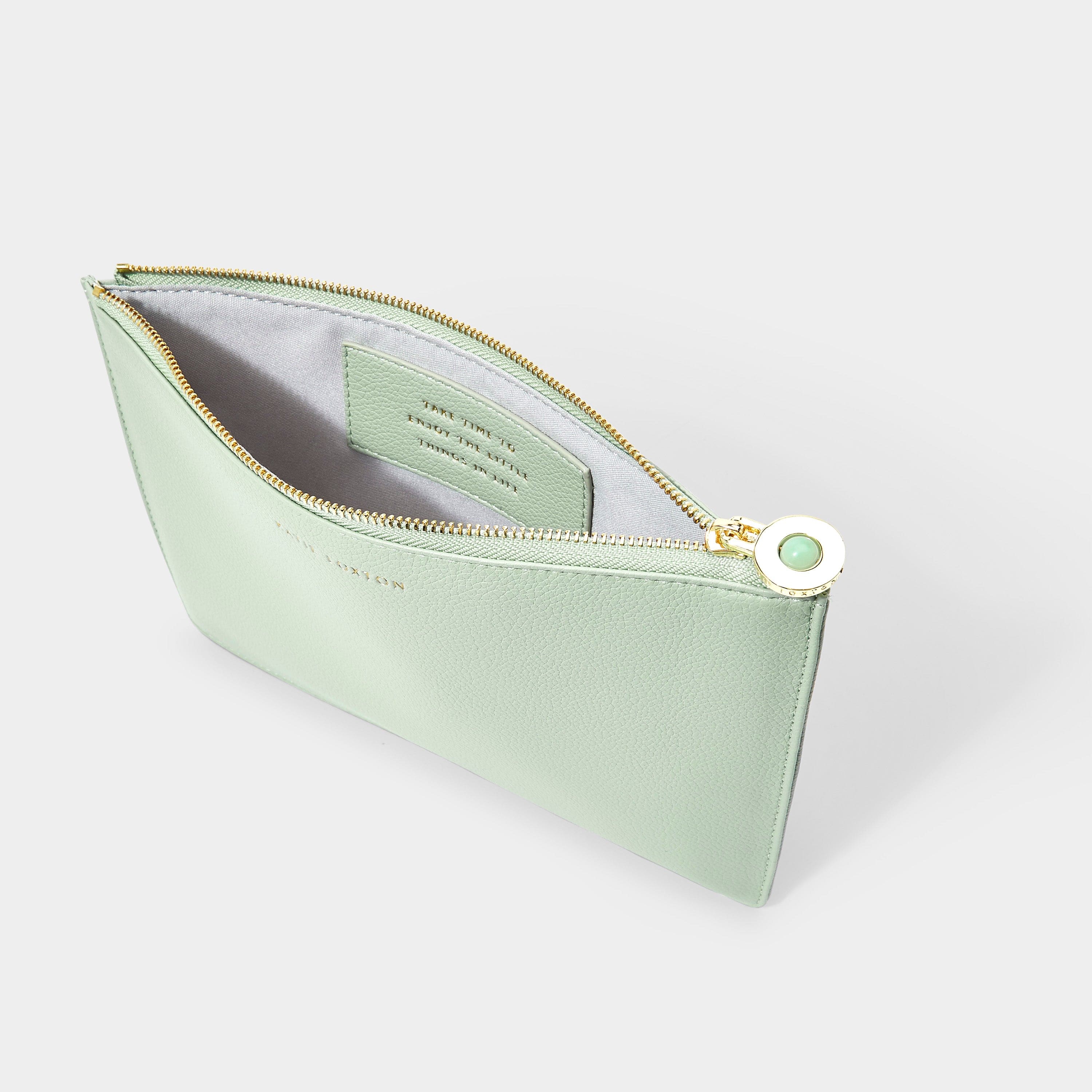 Katie Loxton Secret Message Pouch Katie Loxton Wellness Secret Message Pouch - Take Time To Enjoy The Little Things In Life  - Sage Green