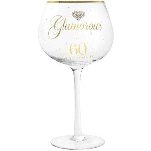 Lesser & Pavey Gin Glass Diamante Gift Boxed Gin Glass - Glamorous at 60 Happy Birthday!