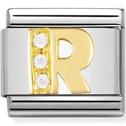 Composable Classic Link Letter R in Rose Gold and Cubic Zirconia