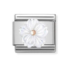 Nomination Mother of Pearl Flower Nomination Classic Link Charm - Rose Gold Flower - White