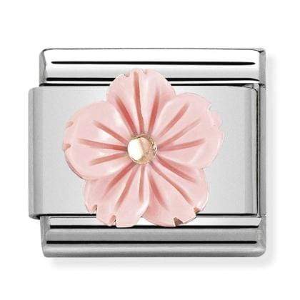Nomination Mother of Pearl Flower Nomination Classic Link Charm - Rose Gold Mother of Pearl Flower - Coral