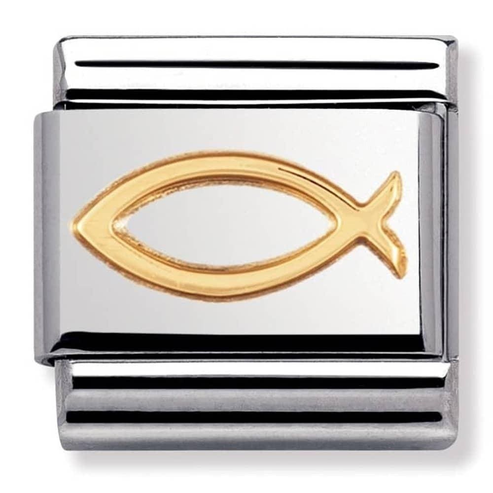 Nomination Nomination Plain Gold Charm Link Nomination Classic Link Charm - Plain Gold Ichthus / Christian Fish