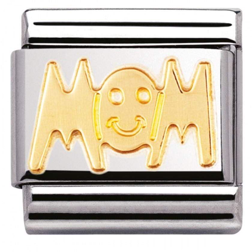 Nomination Nomination Plain Gold Charm Link Nomination Classic Link Charm - Plain Gold Smiley Face Mom