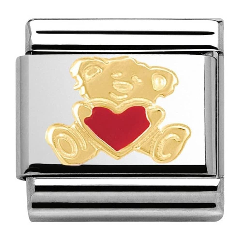 Nomination Nomination Plain Gold Charm Link Nomination Classic Link Charm - Teddy With Heart