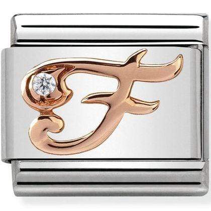 Nomination Rose Gold Letters Nomination Classic Link Charm - Rose Gold C/Z Letter F