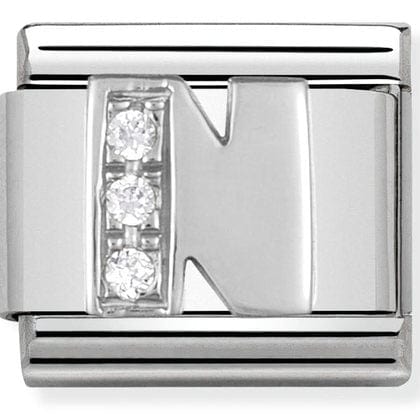Nomination Silvershine Letters Nomination Classic Link Charm - Silvershine C/Z Letter N