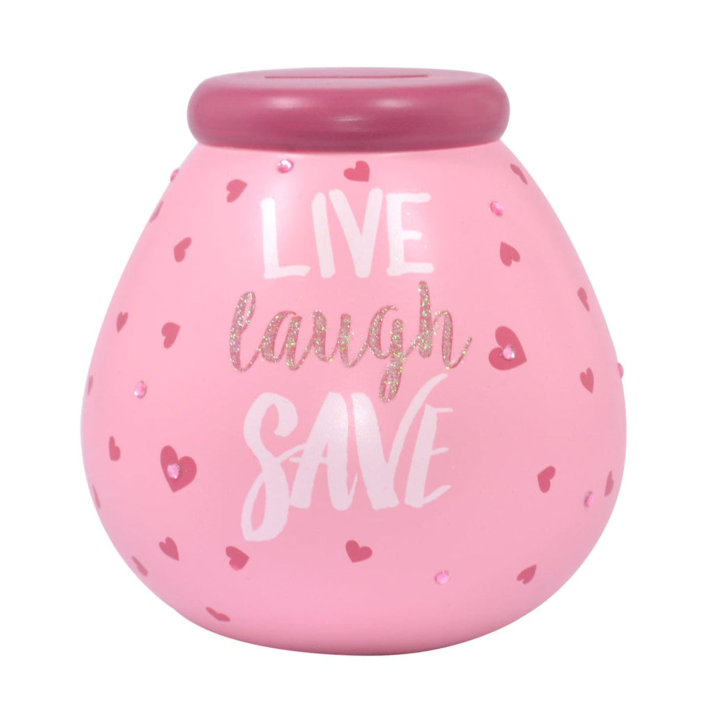 Pot of Dreams Money Box Pot of Dreams - Live Laugh Save Pink Money Box