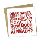 Red Rakoon Christmas Card Funny Christmas Greeting Card - Dear Santa Before I Explain