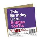 Red Rakoon Greeting Card Funny Coupon & Greeting Card - Birthday Card with Babysitting