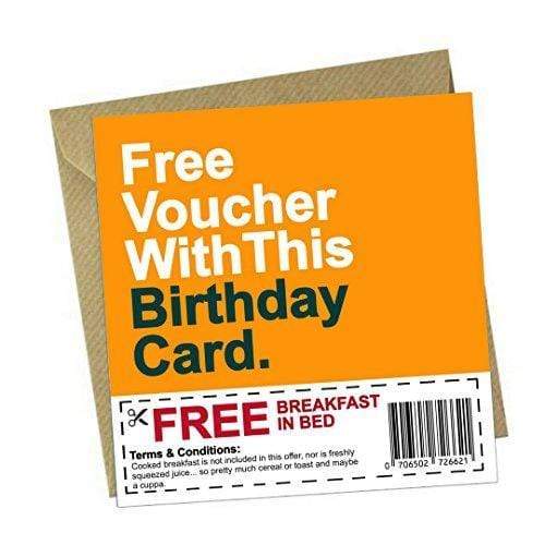 Red Rakoon Greeting Card Funny Coupon & Greeting Card - Breakfast in Bed Voucher