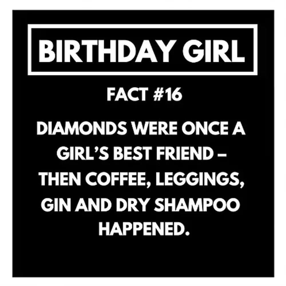 Red Rakoon Greeting Card Funny Greeting Card - Birthday Girl Fact - Coffee Gin Are A Girls Best Friend