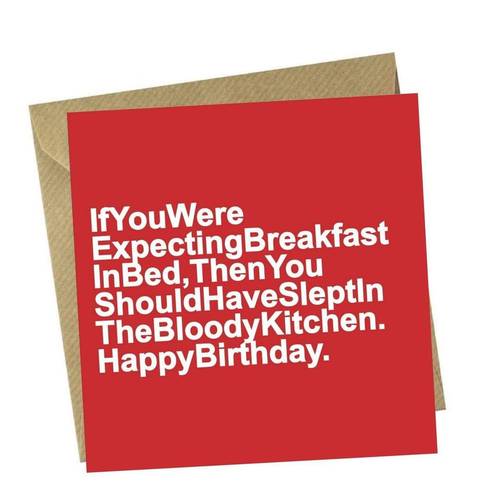 Red Rakoon Greeting Card Funny Greeting Card - Breakfast in Bed
