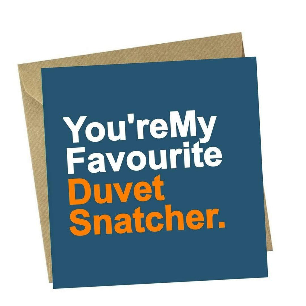 Red Rakoon Greeting Card Funny Greeting Card - Duvet Snatcher