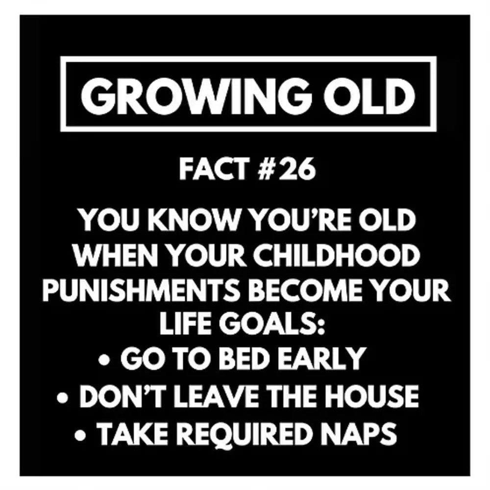 Red Rakoon Greeting Card Funny Greeting Card - Growing Old Fact 26 - Life Goals
