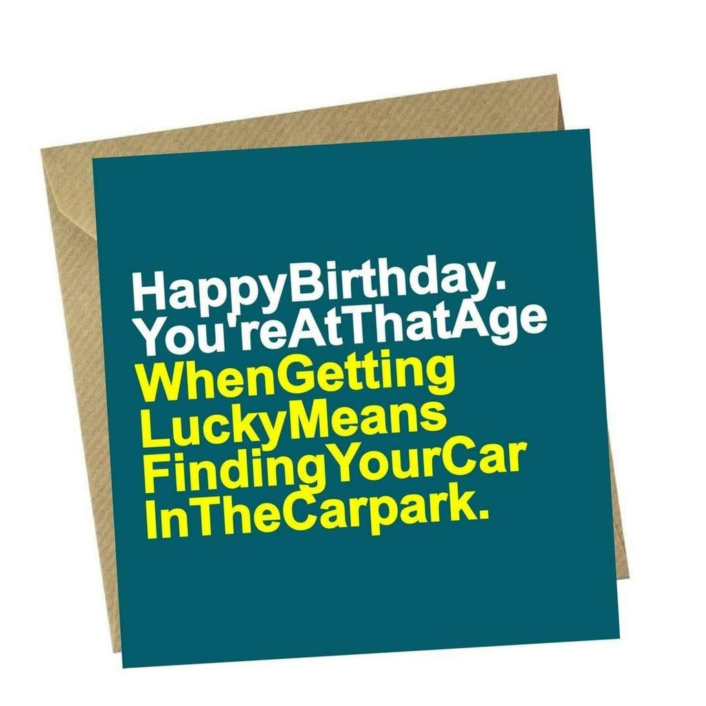 Red Rakoon Greeting Card Funny Greeting Card - Lucky Car Park
