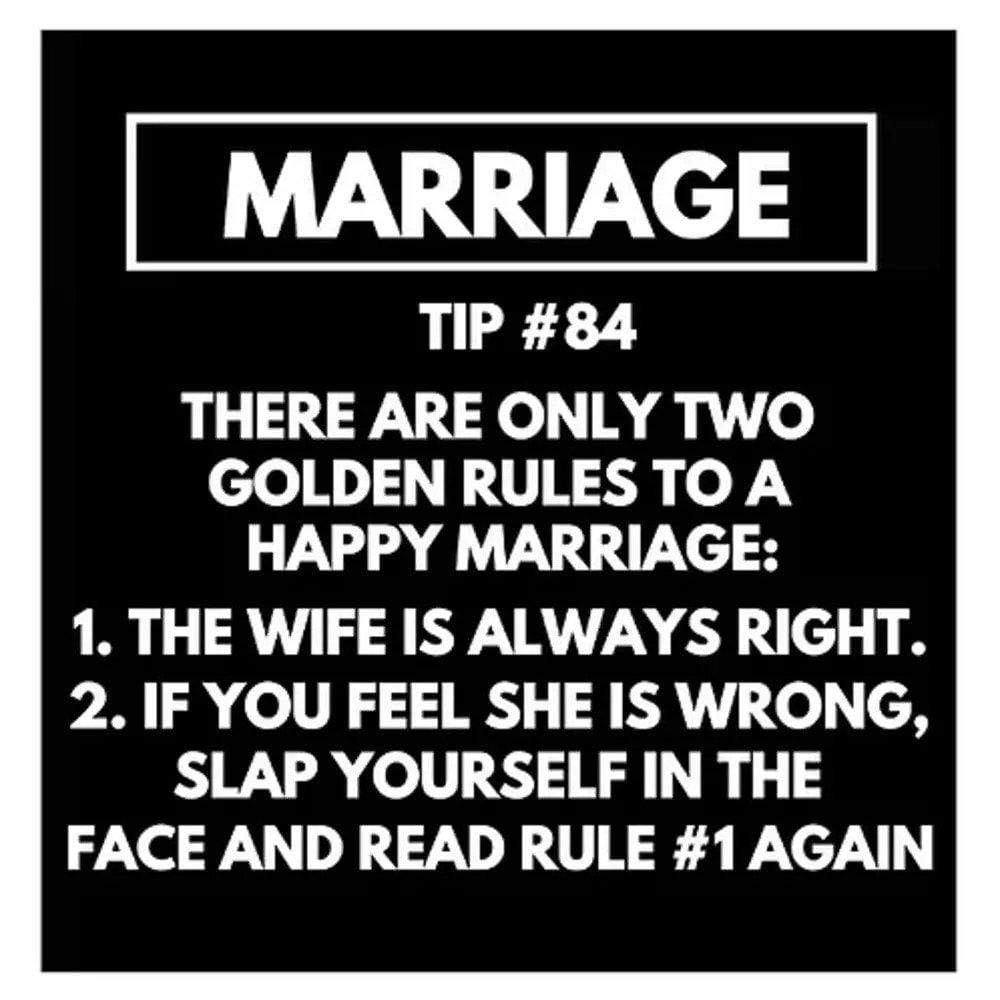Red Rakoon Greeting Card Funny Greeting Card - Marriage Tip 84 - Wife Is Always Right