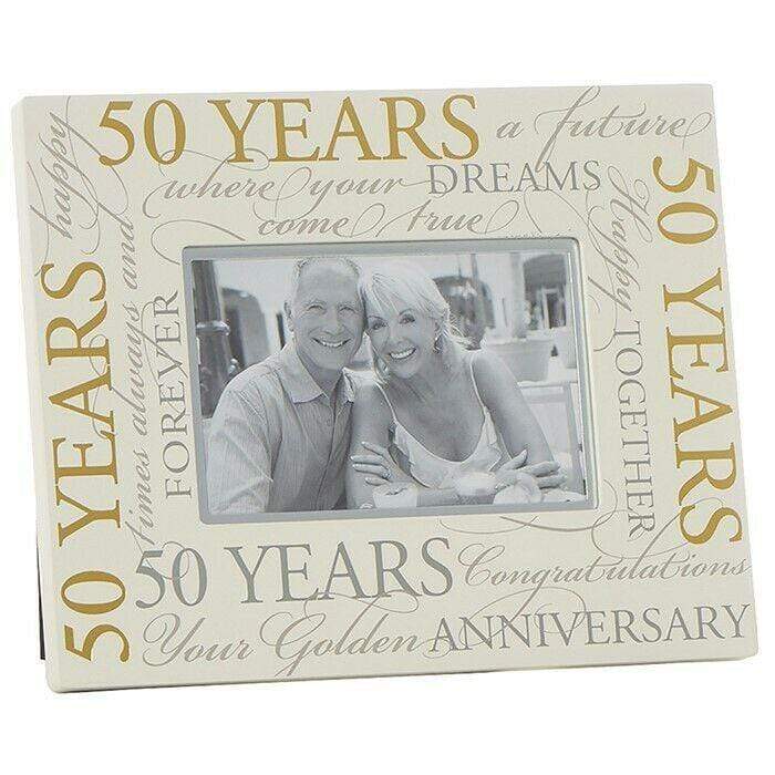 Shudehill Giftware Photo Frames Script Anniversary 6'' x 4'' Photo Frame - 50 Years Gold Anniversary